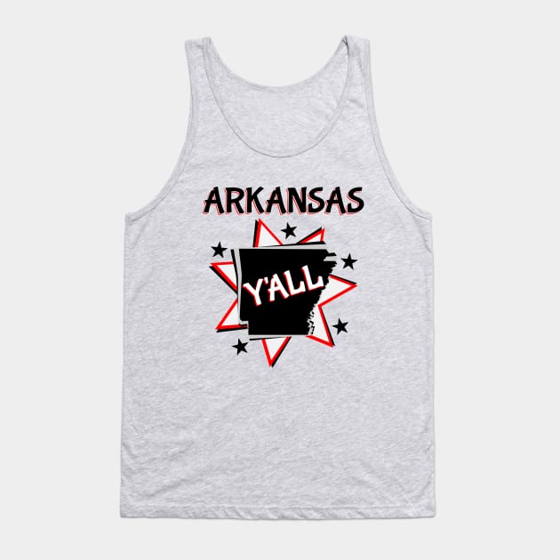 Arkansas State Map Y'all Tank Top by mailboxdisco